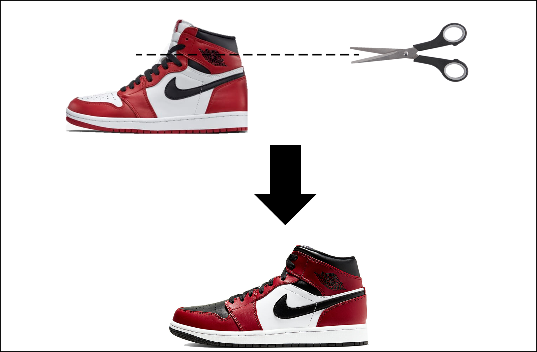 difference between mid and high jordan 1s